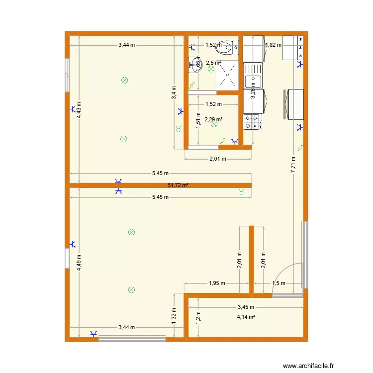 casa edwin uno. Plano de 4  y 61 m²