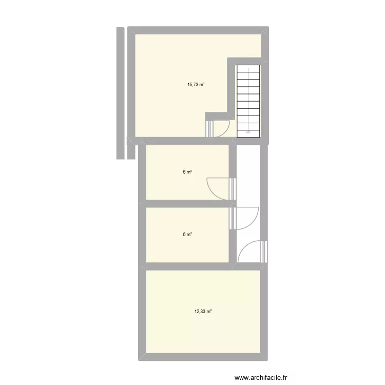 segundo piso. Plano de 4 Habitaciones y 40 m²