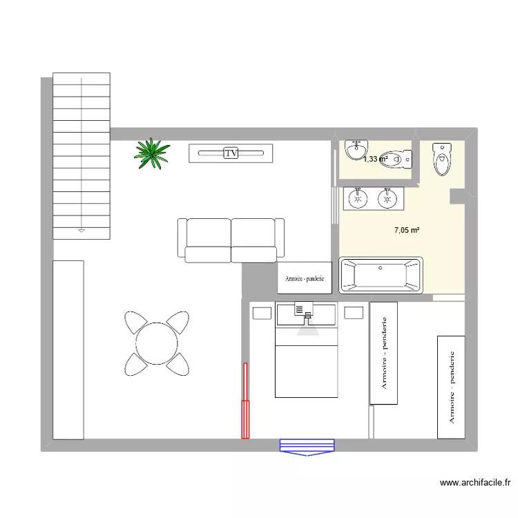 pikin_loft. Plano de 2  y 8 m²