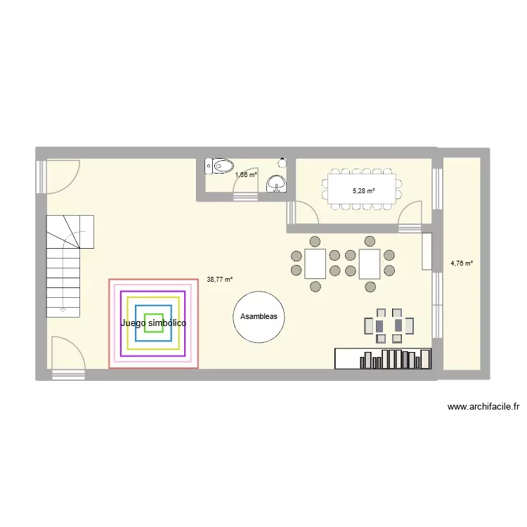 Planta 1. Plano de 4 Habitaciones y 50 m² Planta 1. Plano de 4 Habitaciones y 50 m²