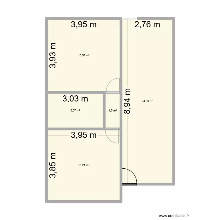 casa. Plano de 5 Habitaciones y 63 m²