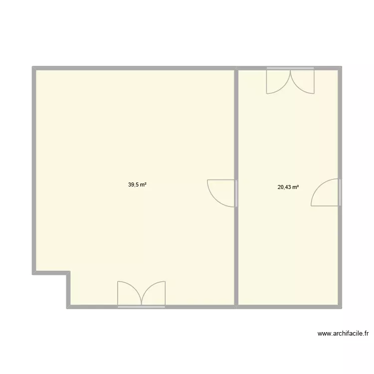 Plan. Plano de 2 Habitaciones y 60 m² Plan. Plano de 2 Habitaciones y 60 m²