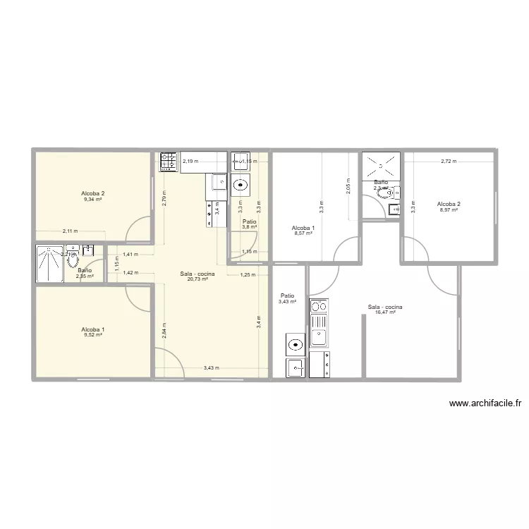 MTR. Plano de 10  y 85 m²