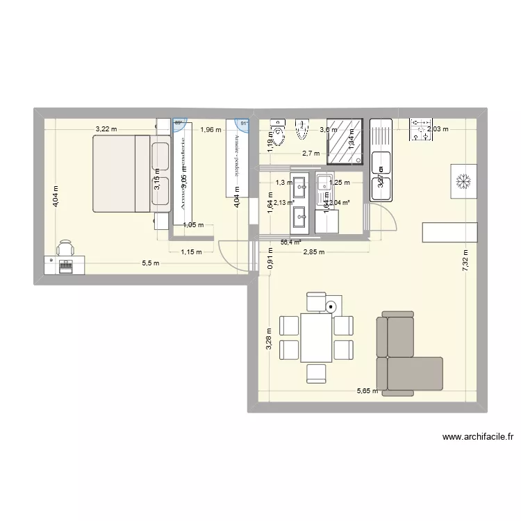casa futura. Plano de 3 Habitaciones y 61 m² casa futura. Plano de 3 Habitaciones y 61 m²