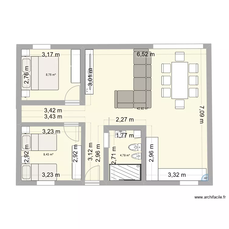 plano casa MCA2. Plano de 4 Habitaciones y 66 m² plano casa MCA2. Plano de 4 Habitaciones y 66 m²