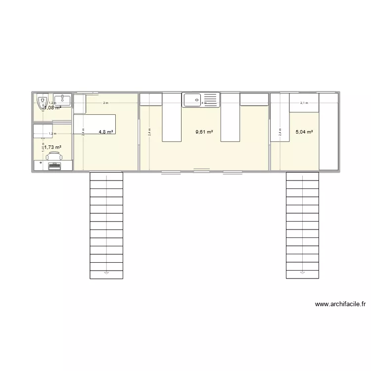 quirofano movil castraciones. Plano de 5 Habitaciones y 22 m²