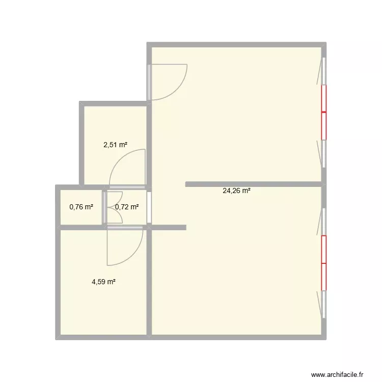 Manso 5 Calle. Plano de 5 Habitaciones y 33 m²