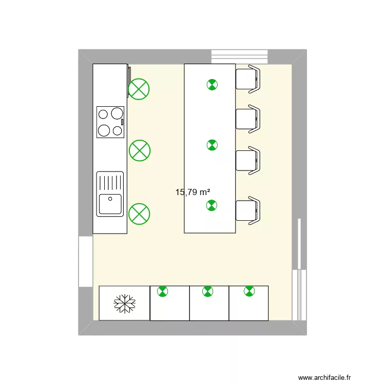 cocina. Plano de 1 y 16 m² cocina. Plano de 1 y 16 m²