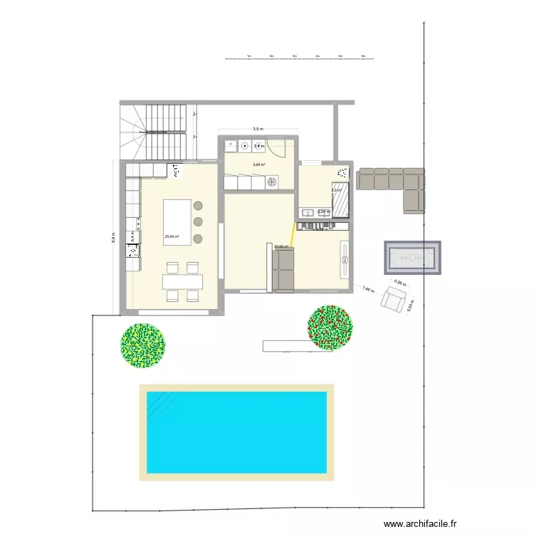 casa 2026_2bis. Plano de 4 Habitaciones y 58 m² casa 2026_2bis. Plano de 4 Habitaciones y 58 m²