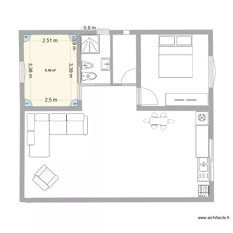 72 m". Plano de 1  y 8 m²
