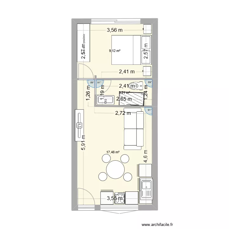 Semi sotanos versio Amalia amb taula rodona. Plano de 3 y 30 m² Semi sotanos versio Amalia amb taula rodona. Plano de 3 y 30 m²