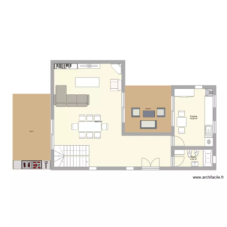 Casita. Plano de 3 Habitaciones y 72 m² Casita. Plano de 3 Habitaciones y 72 m²