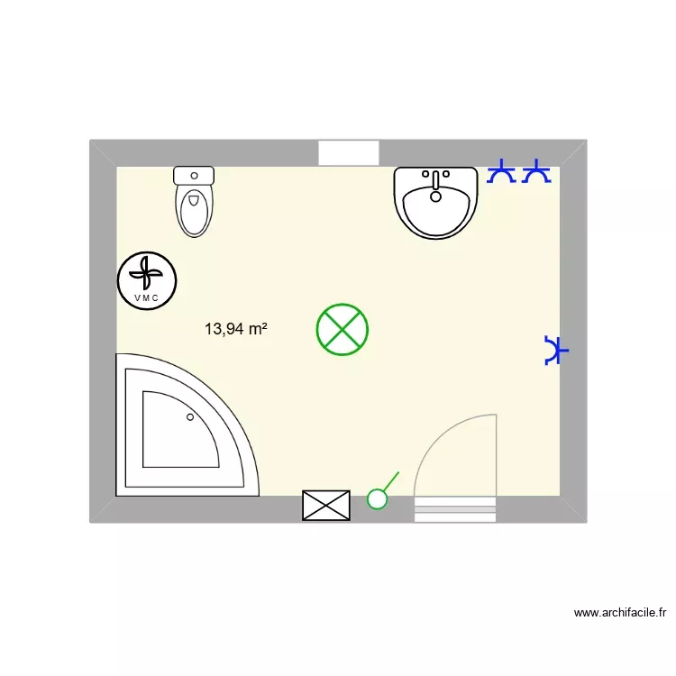 BAÑO. Plano de 1 Sala y 14 m² BAÑO. Plano de 1 Sala y 14 m²