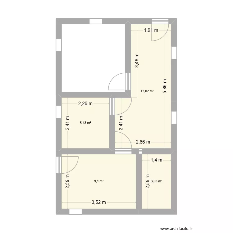minha moradia. Plano de 4  y 31 m²