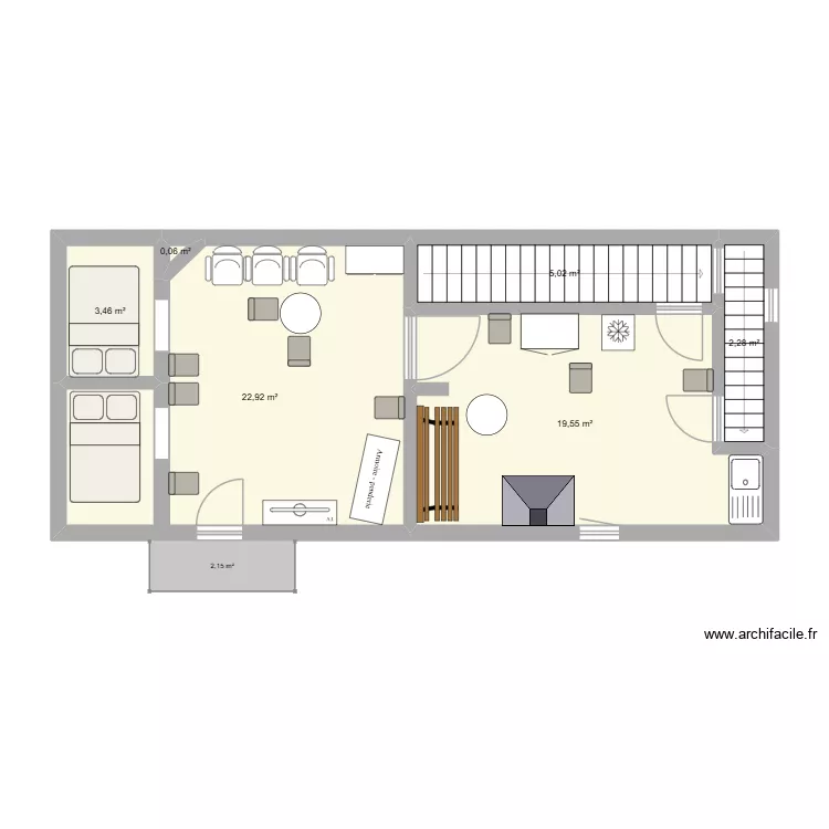 Primera planta Casa del Cura 1.0. Plano de 6 Habitaciones y 53 m²
