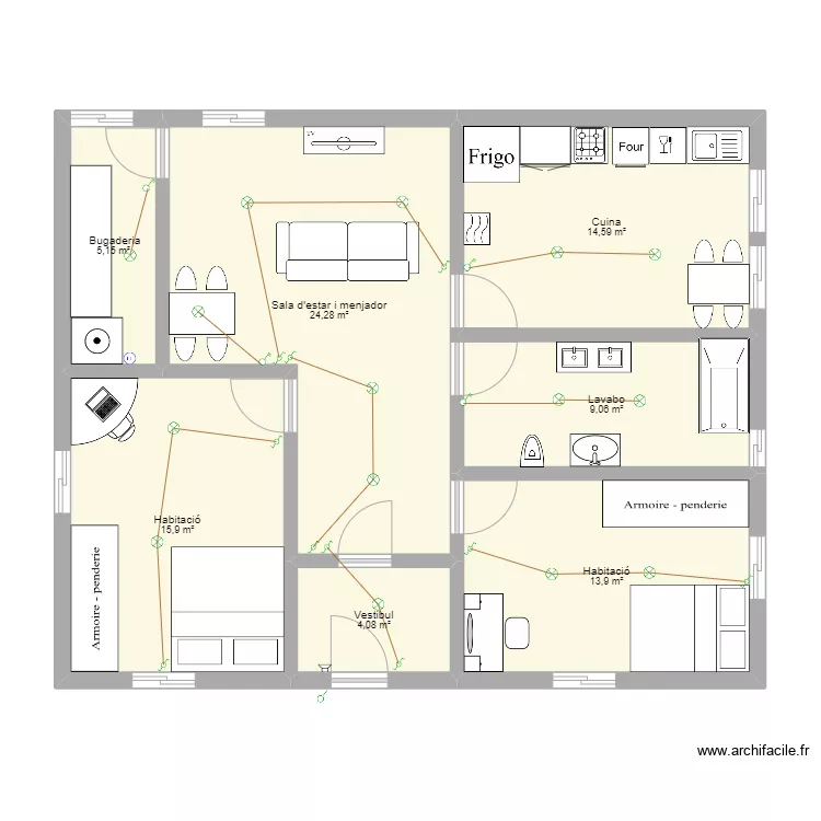 Sintesi casa llum. Plano de Sintesi casa llum. Plano de