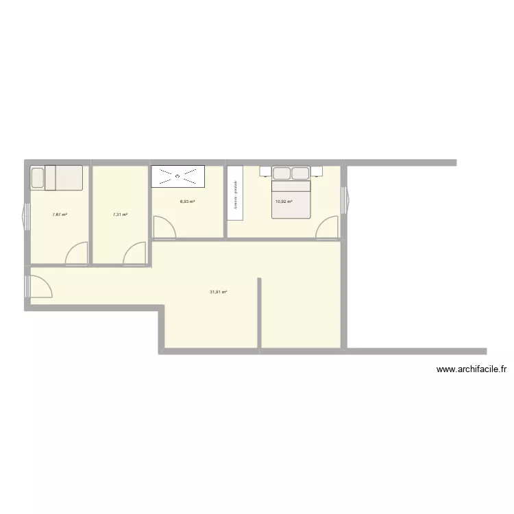 casa. Plano de 5 Habitaciones y 65 m² casa. Plano de 5 Habitaciones y 65 m²