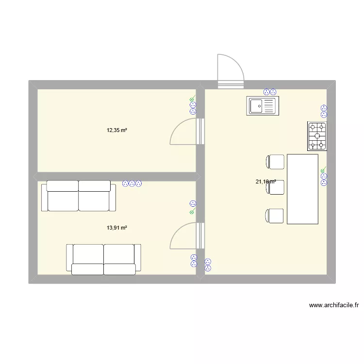 NATE. Plano de 3  y 47 m²