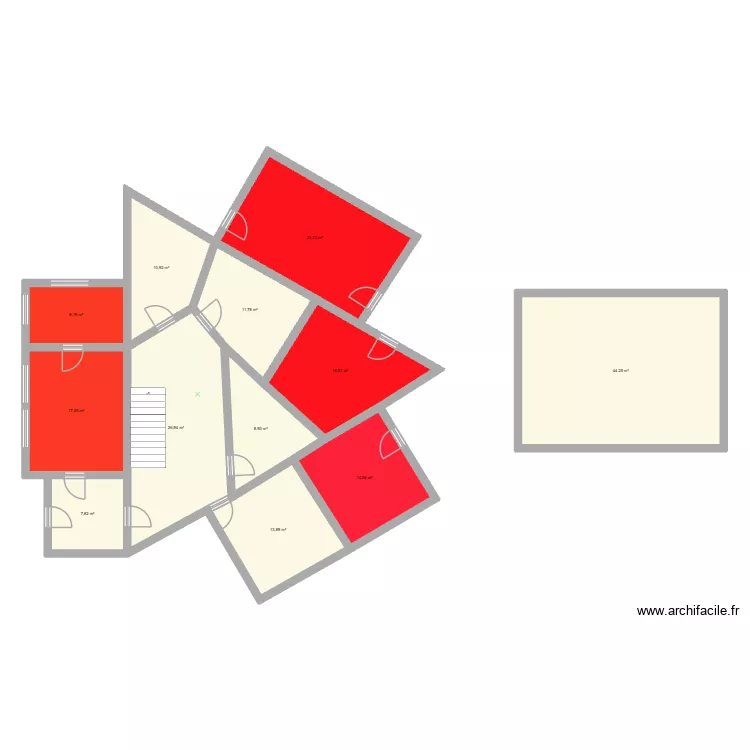 edificio agricola. Plano de 12 Habitaciones y 204 m²