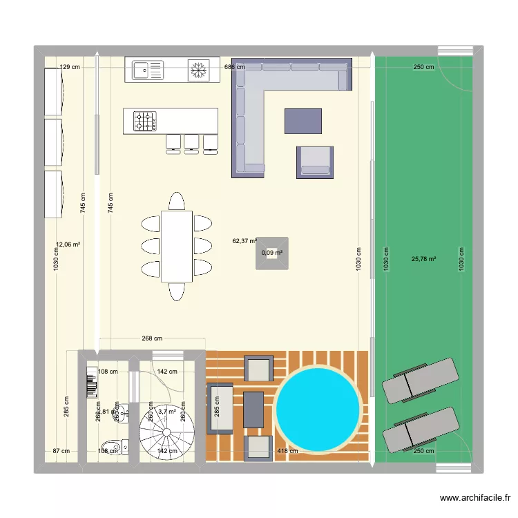terrace no construction. Plano de 