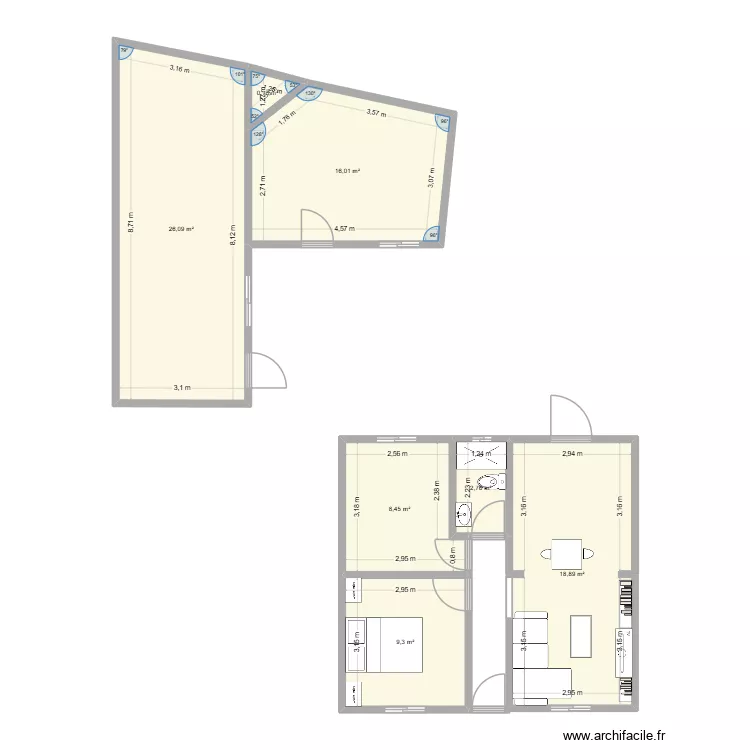 Casita reformada 2. Plano de 7 y 82 m² Casita reformada 2. Plano de 7 y 82 m²