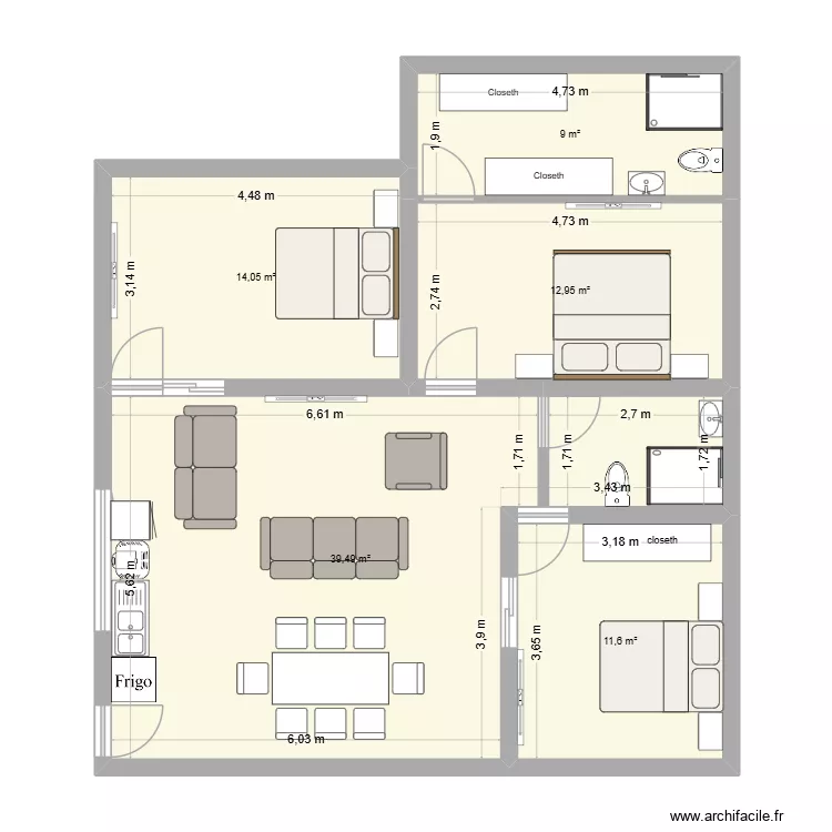 CASARANCHO. Plano de 5 Habitaciones y 87 m² CASARANCHO. Plano de 5 Habitaciones y 87 m²