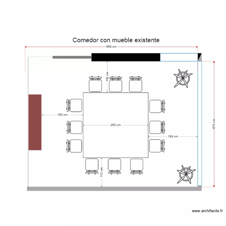 casa crest&oacute;n comedor 1era opci&oacute;n mueble existente. Plano de 