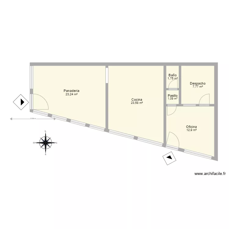 Dos locales comerciales av de Bonanza. Plano de 