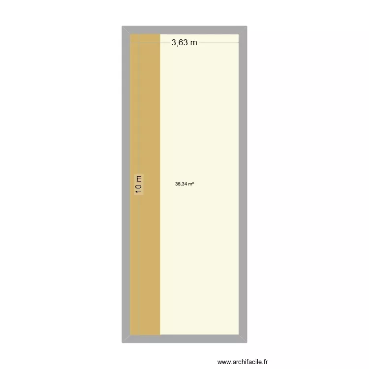 Jard&iacute;n lateral. Plano de 1 Sala y 36 m²