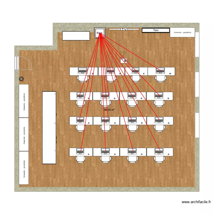Infraestructura de redes. Plano de 1 Sala y 97 m² Infraestructura de redes. Plano de 1 Sala y 97 m²