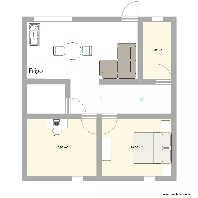 mi casa. Plano de 3 Habitaciones y 26 m² mi casa. Plano de 3 Habitaciones y 26 m²