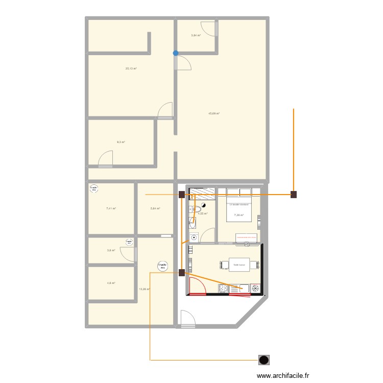 casa3. Plano de 0 habitación y 0 m2