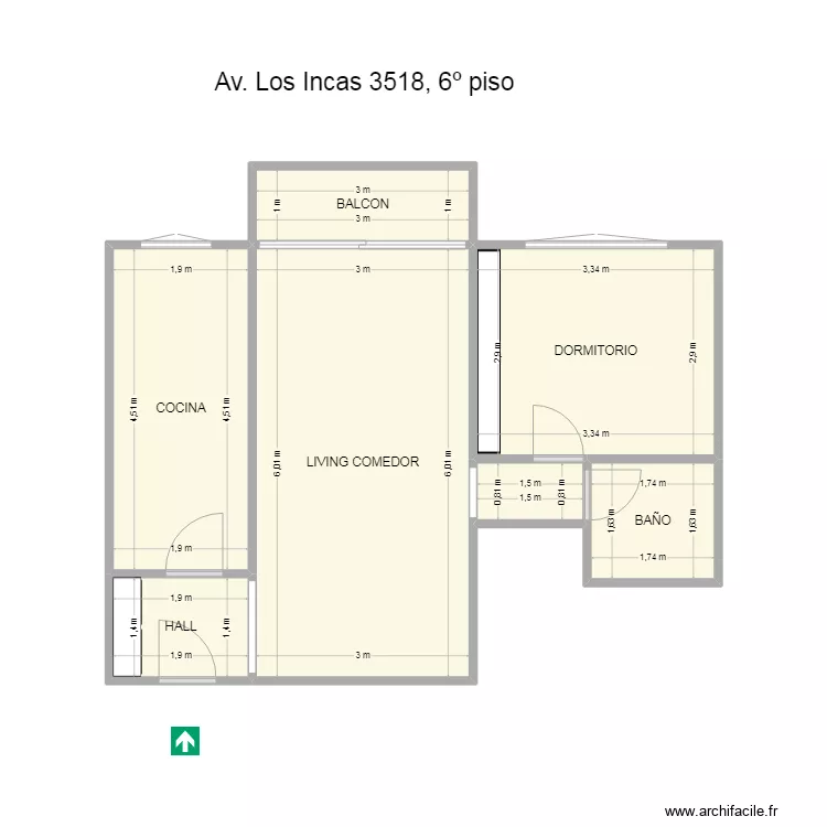 Mira&ntilde;a, Av. Los Incas 3518, 6&ordm; "D". Plano de 
