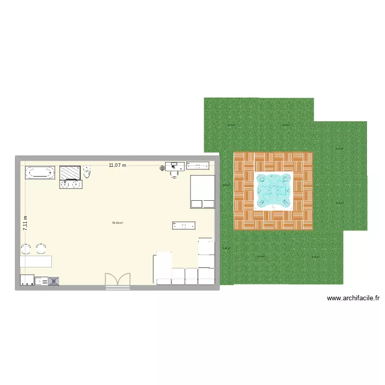 trabajo frances. Plano de 1  y 79 m²