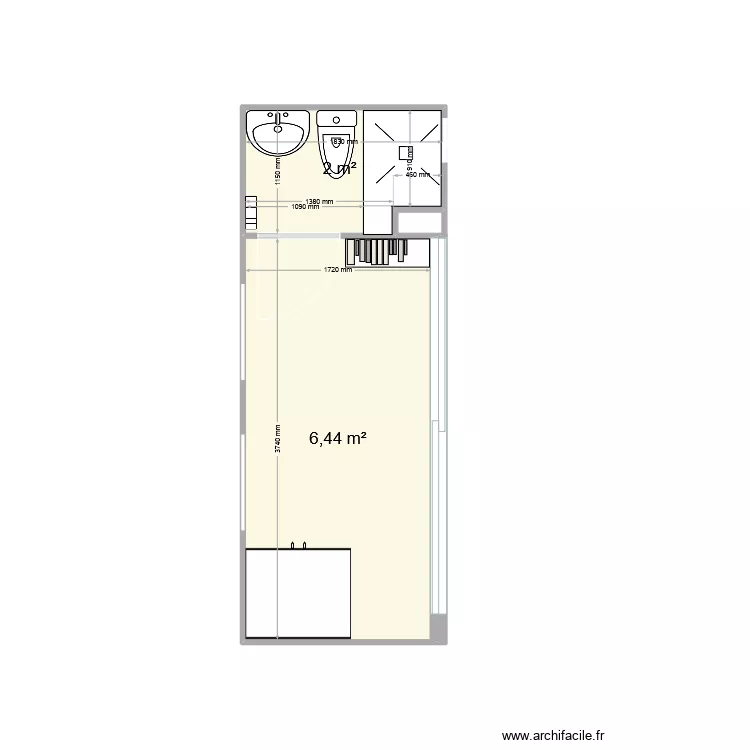 ba&ntilde;o 2m2. Plano de 