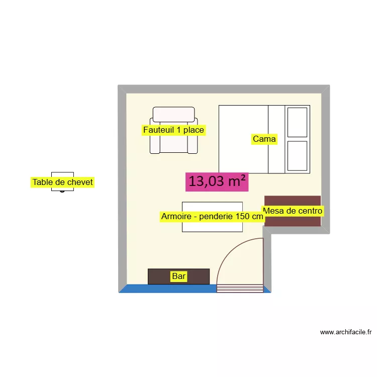 niveks house 2. Plano de 1  y 13 m²