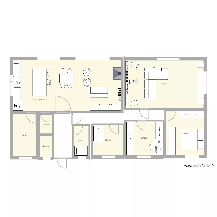 Casa 135. Plano de 9  y 113 m²