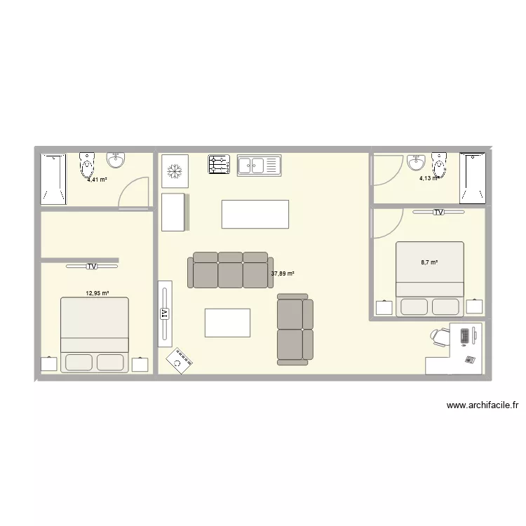 casa sur plano 2. Plano de 5  y 68 m²