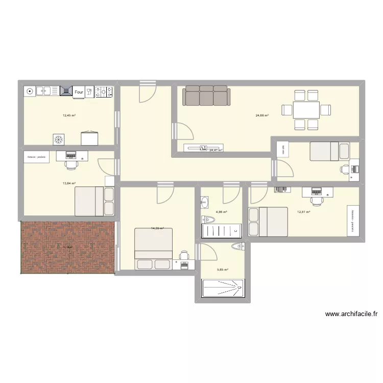 casa. Plano de 8 Habitaciones y 113 m²