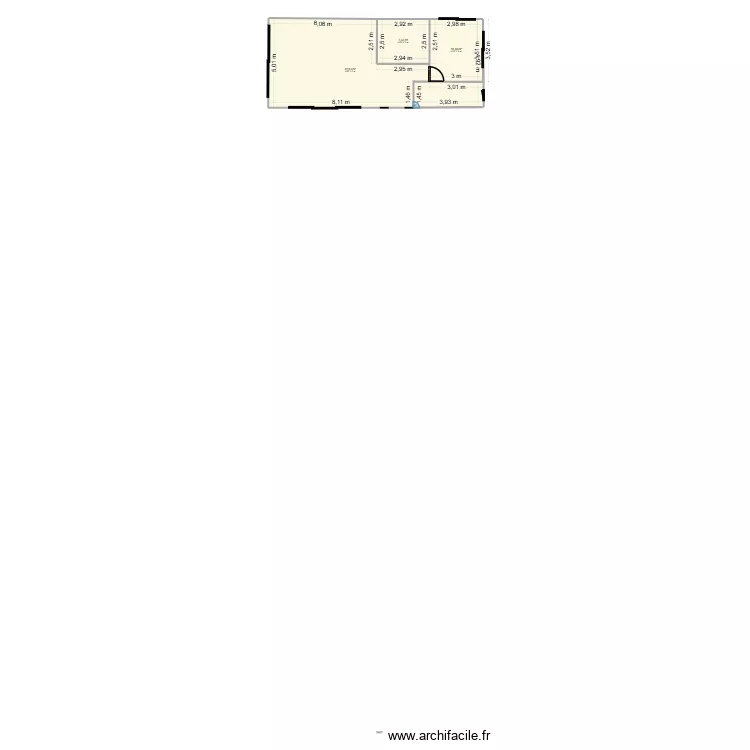 Casa La Paloma. Plano de 3 habitaciones y 59 m²