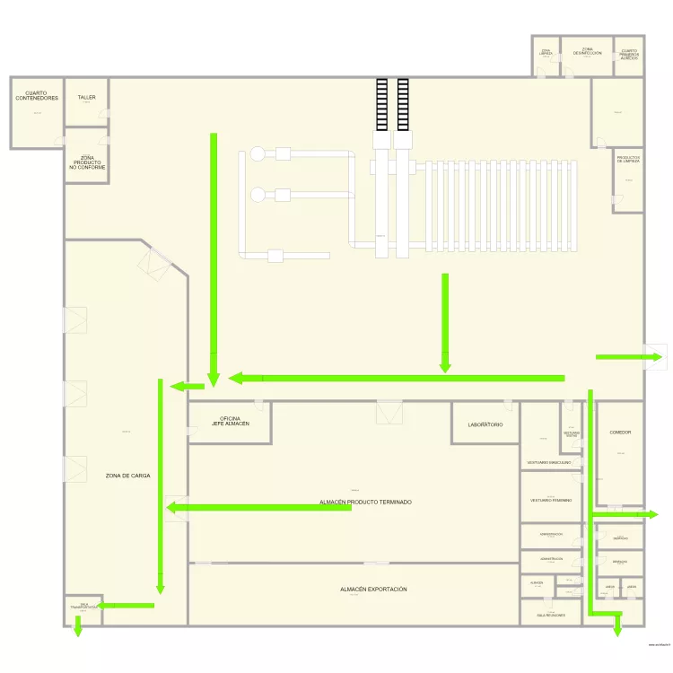Canto flujo evacuaci&oacute;n 2. Plano de 