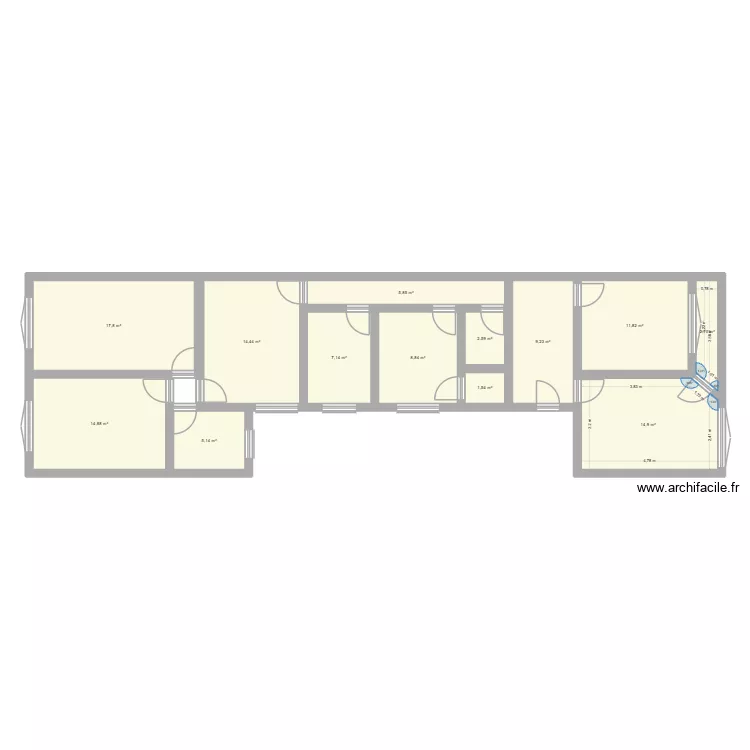 Plan Original. Plano de 13 Habitaciones y 117 m² Plan Original. Plano de 13 Habitaciones y 117 m²