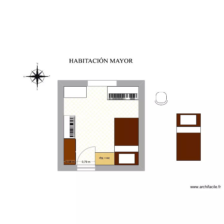 Habitación Mayor. Plano de 1 y 11 m² Habitación Mayor. Plano de 1 y 11 m²