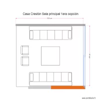 Casa Crest&oacute;n Sala principal opci&oacute;n 1 muebles existentes