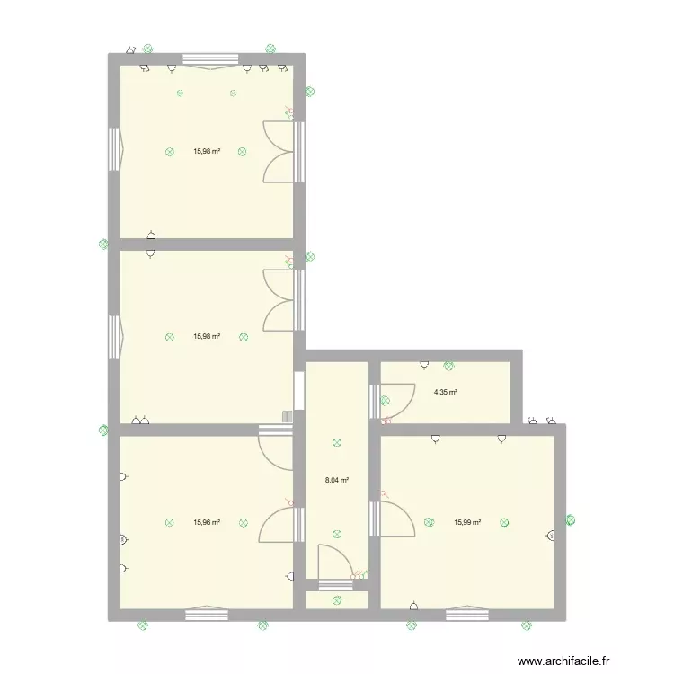 Plano Proto. Plano de 6 Habitaciones y 76 m² Plano Proto. Plano de 6 Habitaciones y 76 m²
