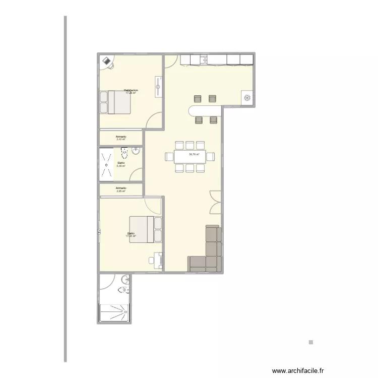 casa juan. Plano de 6 Habitaciones y 101 m² casa juan. Plano de 6 Habitaciones y 101 m²
