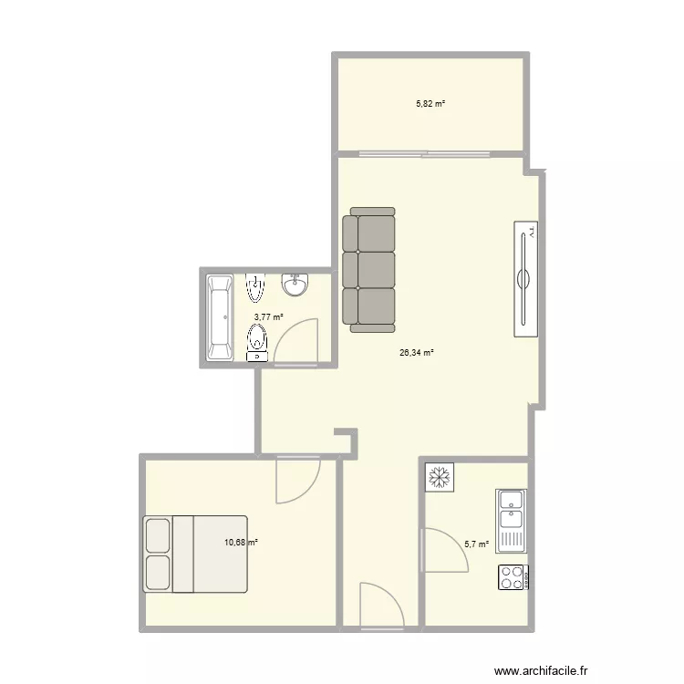 Apartamento Almuñecar. Plano de 5 Habitaciones y 52 m² Apartamento Almuñecar. Plano de 5 Habitaciones y 52 m²