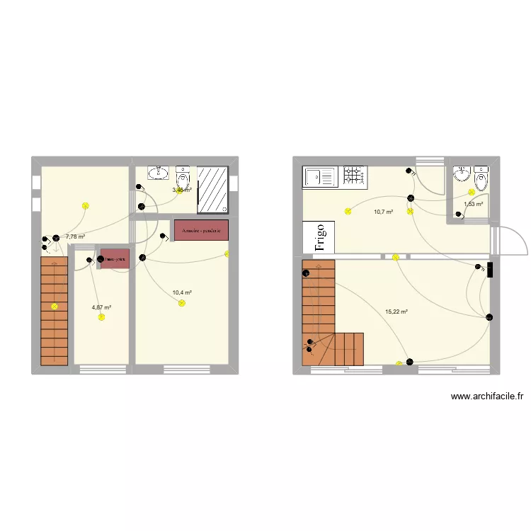 cabaña Pichilemu alumbrado. Plano de 7 y 54 m² cabaña Pichilemu alumbrado. Plano de 7 y 54 m²