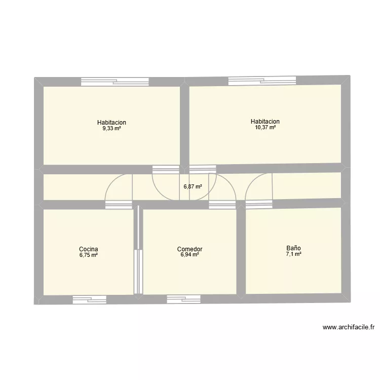 2.1. Plano de 6 Habitaciones y 47 m² 2.1. Plano de 6 Habitaciones y 47 m²