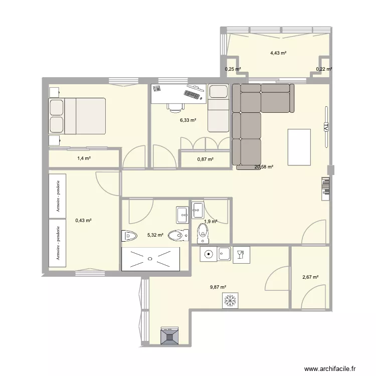 mi casa. Plano de 12 Habitaciones y 62 m² mi casa. Plano de 12 Habitaciones y 62 m²